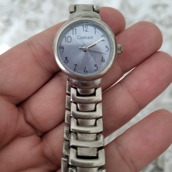 Carriage By Timex Women's Watch Silver Tone Blue Dial Bracelet Band - Picture 3 of 7